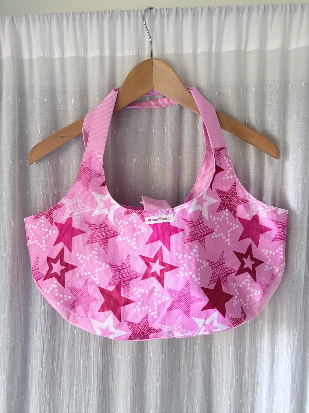 American Girl Pink Star-Print Doll Tote Bag with Bright Pink Accents